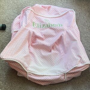 Pottery Barn Kids Anywhere Chair Pink and White Polka Dot Slip Cover Elizabeth